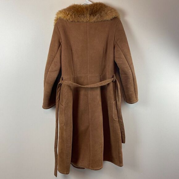 Vintage Women’s Sawyer Of Napa / Long Sheepskin Sheerling Lined Leather Coat 14 - Picture 11 of 16